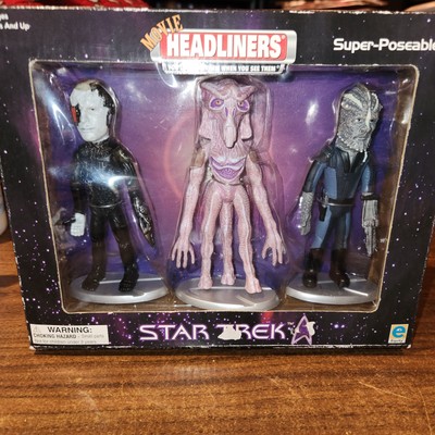 NEW 2000 STAR TREK Movie Headliners Action Figure SET of 3 Suncoast Video Box Wa