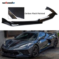 5VM Style For Chevy Corvette C8 Z51 20-25 Front Bumper Lip Splitter Carbon Flash