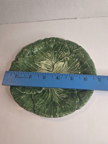 Set Of 6 Rare Vintage 70s Green Pottery Cabbage Leaf Italian Plate By VIETRI - Afbeelding 10 van 11