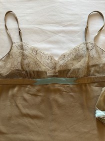 La Perla Beige Lace Camisole & Panty Set Floral Adjustable Straps 2 Pack