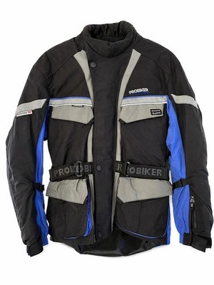 Probiker Motorradjacke Damen Gr S Textil Touring Protektoren Schwarz Blau