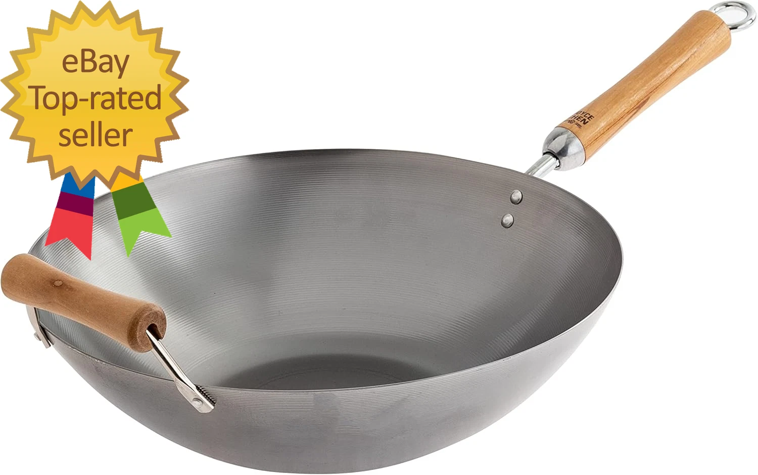Classic Series 14-Inch Carbon Steel Wok with Birch Handles