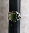 Vtg Silpada Sterling Silver Green R1463 Daintree Ribbed Cuff Band Ring 925 Sz: 9