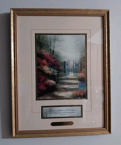 Thomas Kinkade GARDEN OF PROMISE Accent Print Framed, Psalms 145:13, with COA - Picture 2 of 5