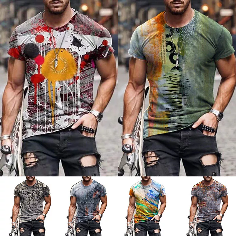 Men's Athletic Wear Short Sleeve Graphic Workout Active Gym T-Shirt Fashion  Tops