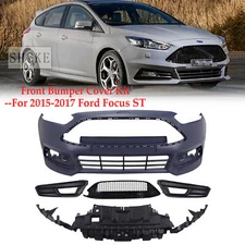 Front Bumper Cover Kit Upper Grill For 2015-2017 Ford Focus ST Primed Black