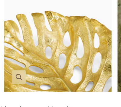 Michael Aram Monstera Gold Leaf Centerpiece. Metal, gold tone with clear enamel 