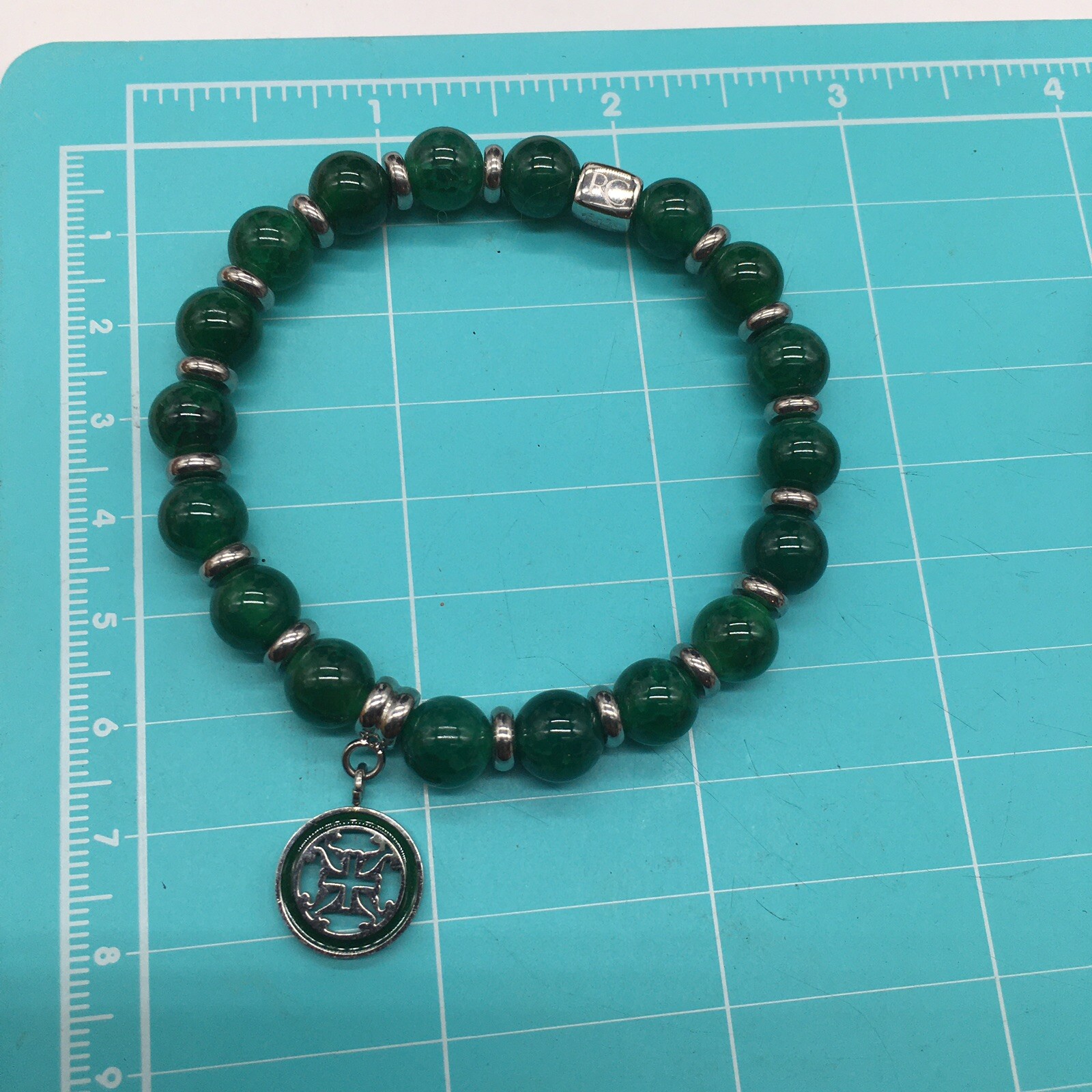 Rustic Cuff Priscilla Green Gemstone Bracelet Sil… - image 5