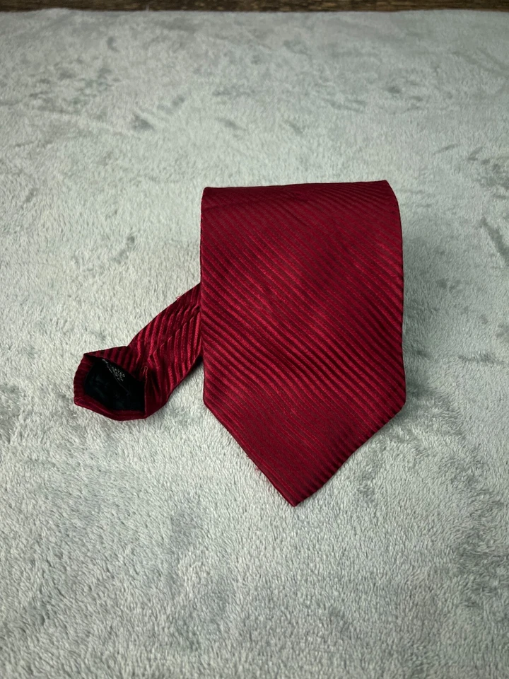 Corbata de Murano Hecha en EE. UU. Roja 100 % Seda Acanalada Clásica Ancho Largo Para Hombre Foto 3 de 4