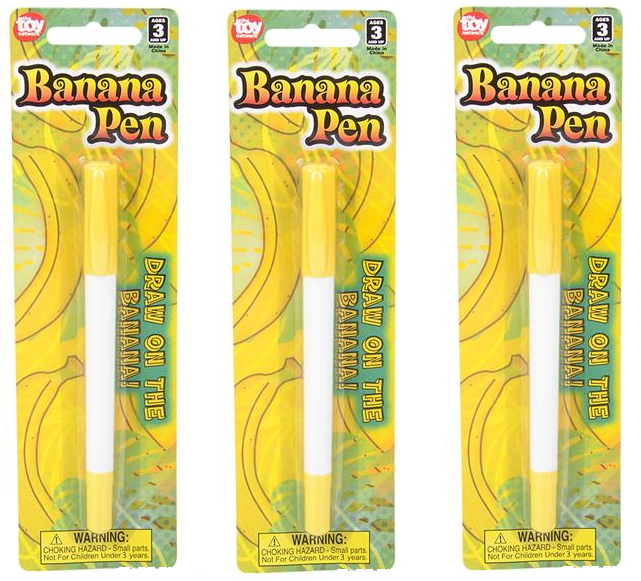 3 BANANA PEN / Magic MARKER Write Messages Draw on Bananas Novelty
