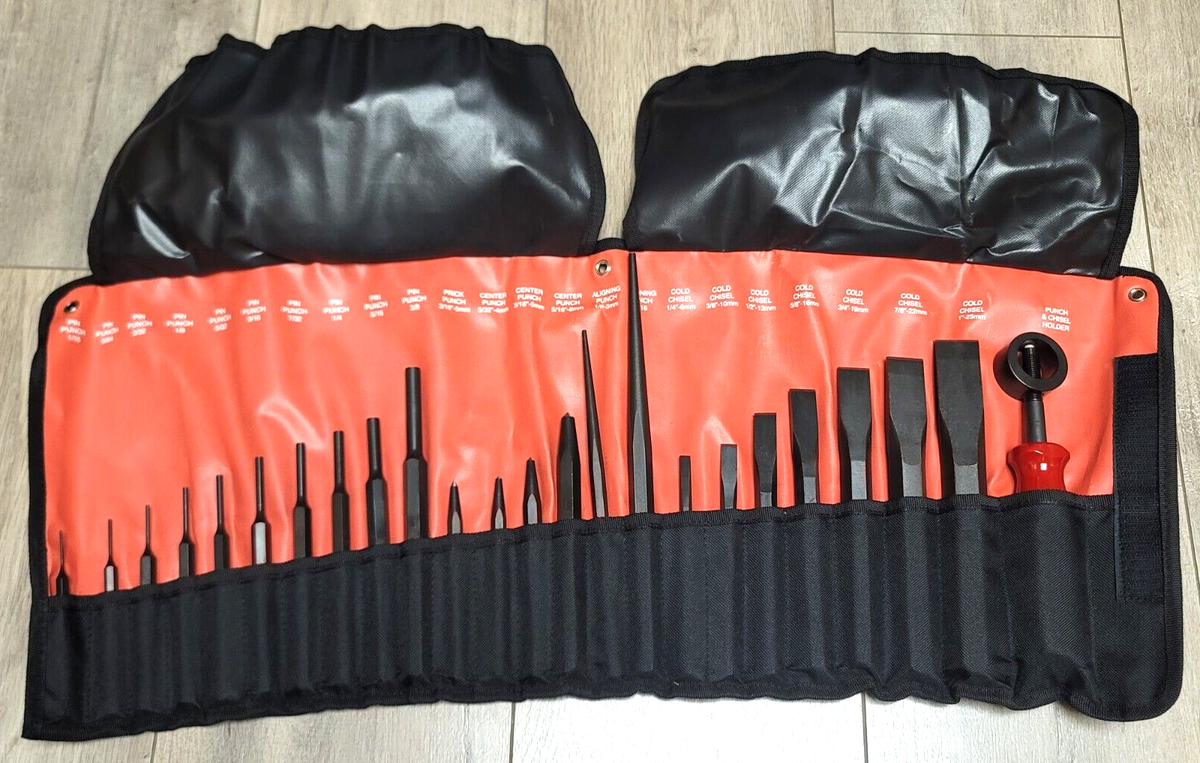 Mayhew PRO 24pc Master Punch & Chisel Set w/ Tool Holder & Pouch