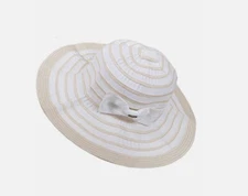 C.C Women's Adjustable Striped Ribbon Accent Cotton Beach Summer Hat