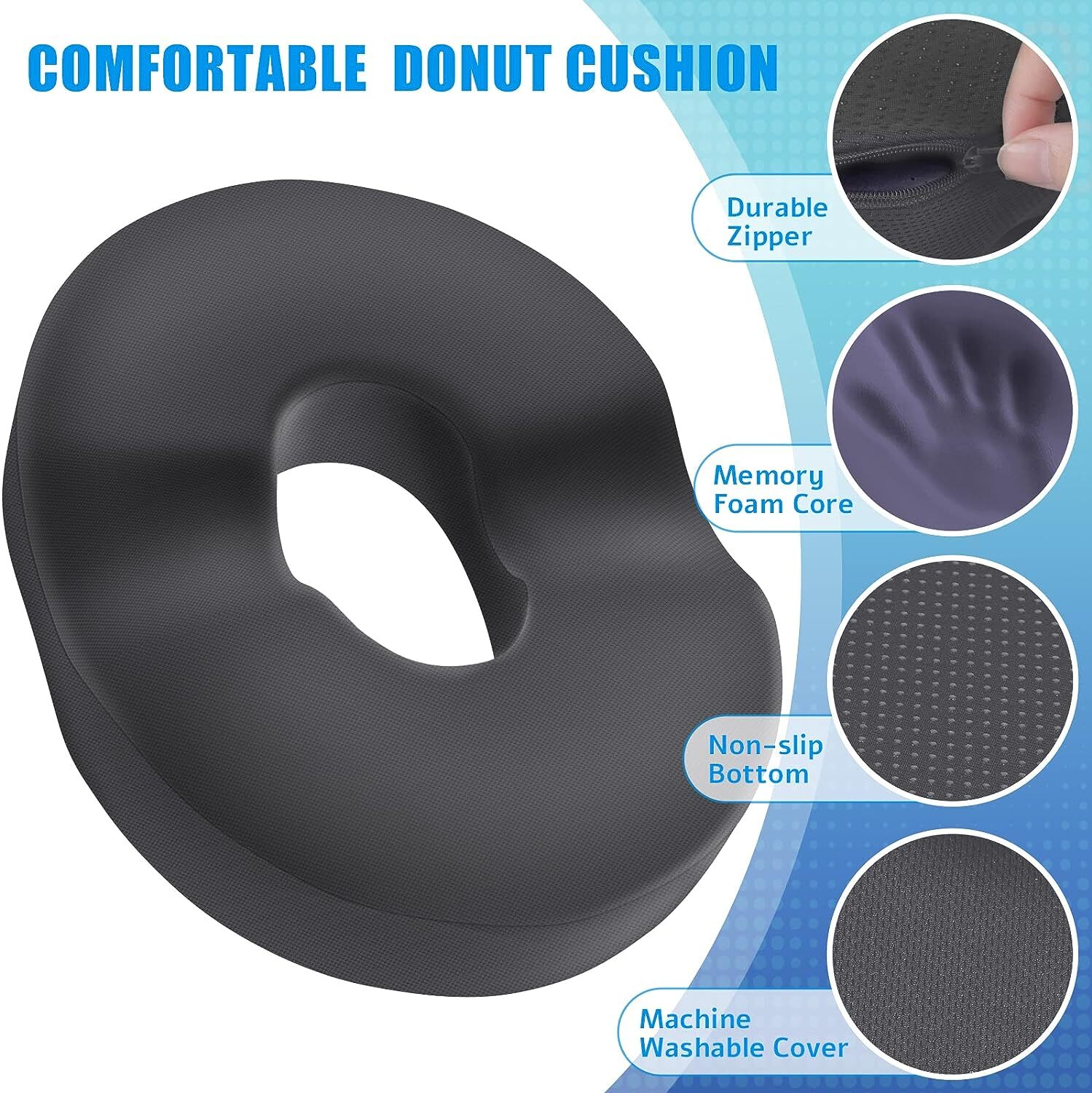 Donut Pillow Memory Foam Seat Cushion Tailbone Postpartum Pregnancy