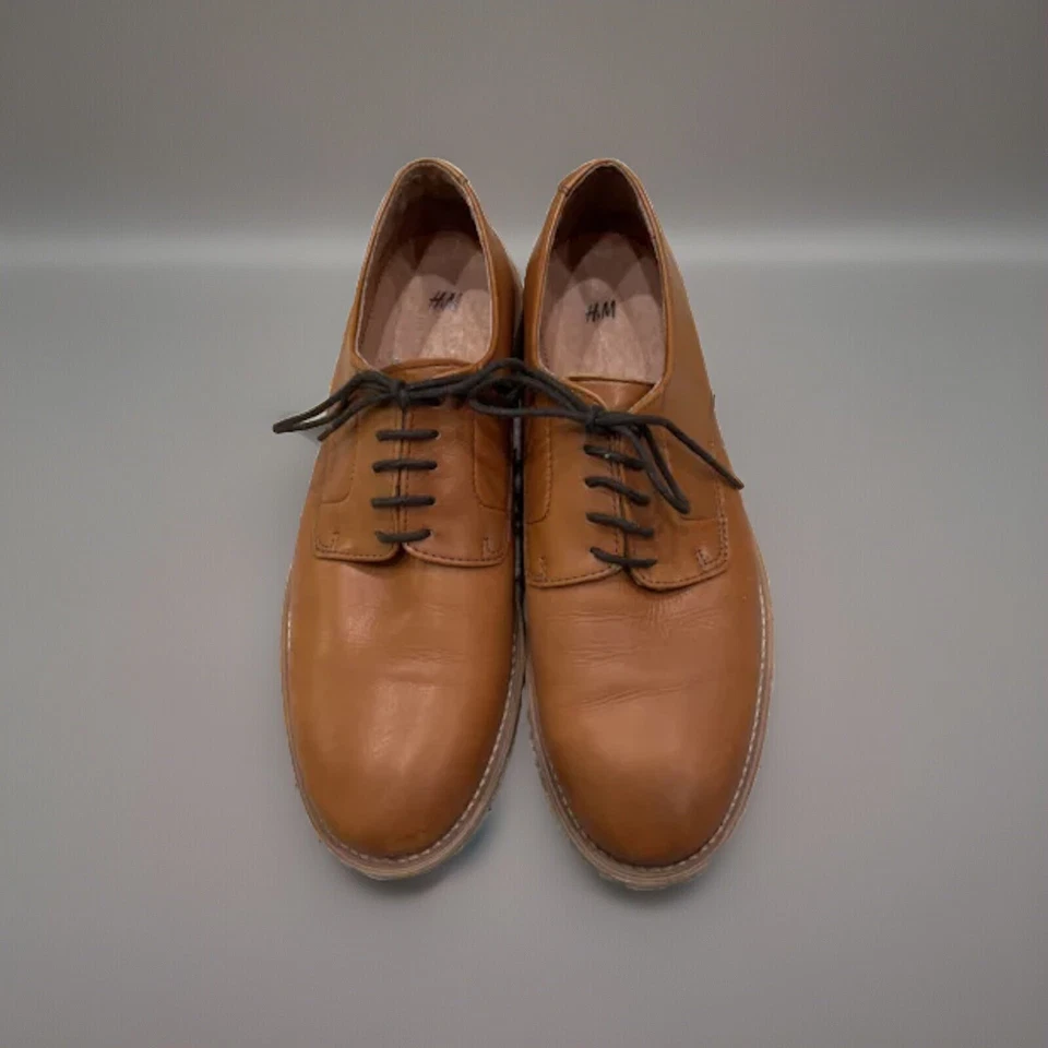 NUEVO SIN CAJA H&M Zapatos de Vestir Oxford Marrón Cuero Coñac - Para Hombre Talla 9 - Hechos en Portugal Foto 4 de 4
