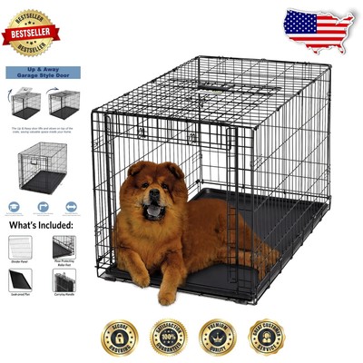 Ovation 36-Inch Space-Saving Folding Metal Dog Crate with Unique Up & Away Door
