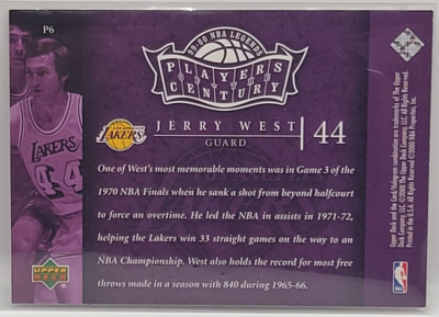 その他 Jerry West Auto upper deck JERRY WEST - 1991-92 UPPER DECK Basketball Hero's #3 of 9