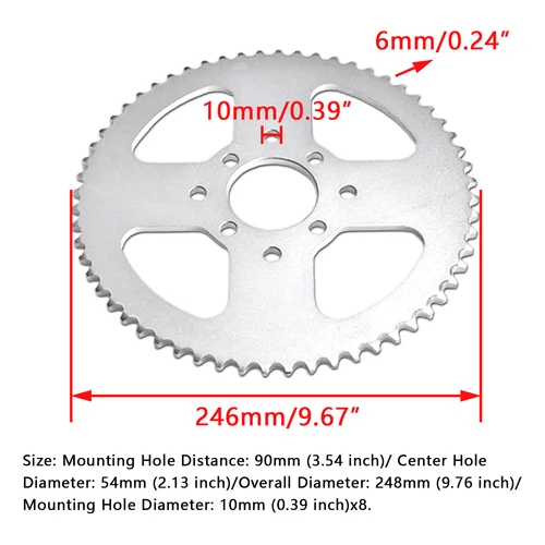 60T Sprocket 8 holes For BT200X CT200U CT200U-EX Go Kart Mini Bike # 40/41/420 - Picture 3 of 7