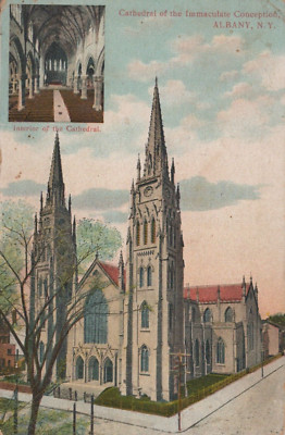 Albany New York Cathedral of Immaculate Conception Interior 1908 Postcard
