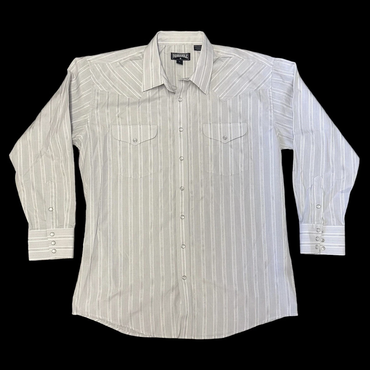 Vintage Panhandle Western Shirt Pearl Snap Size 17 35 Striped Big Tall