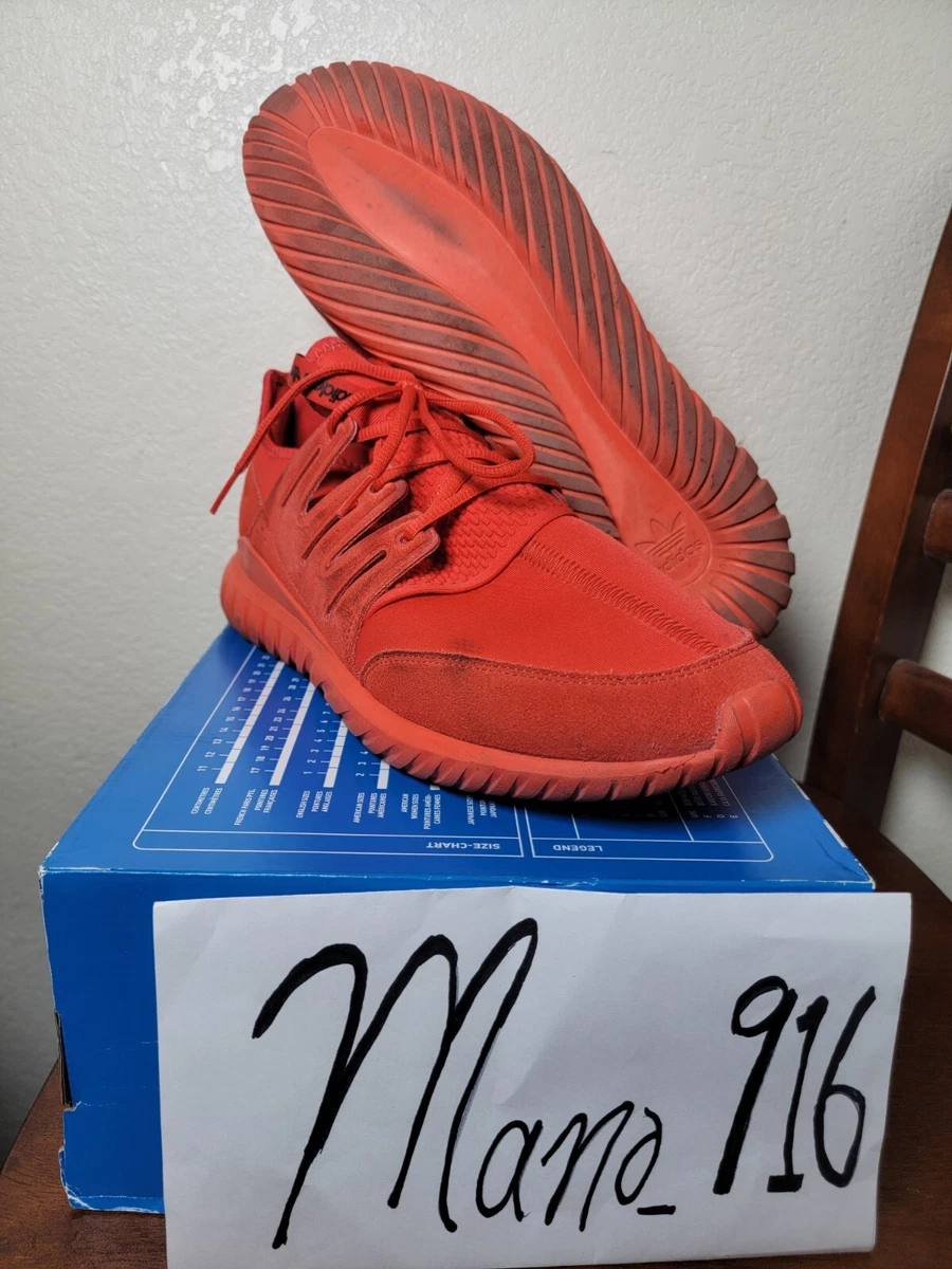 Adidas Tubular lows Radial S80116 Solid Red Size 13 Authentic. Pre owned