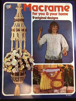 Macrame For You & Your Home Pattern Book 1979 9 Projects 4 Purses Sweater Plants