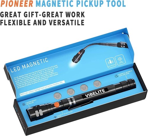 Extendable Magnetic Flashlight with Telescopic Pickup Tool for Men Gifts Gadgets - Picture 2 of 9