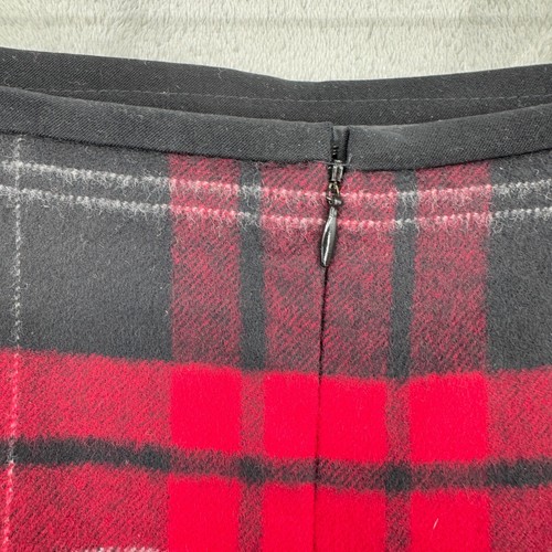 Vintage Talbots Skirt Womens 14 Wool Academia Preppy Plaid Modest Lined Zip Red - Picture 4 of 11
