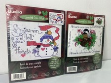 Bucilla Christmas Cross Stitch Kits New 5 x 7 Scenes Snowman Bird Nest Cute H11