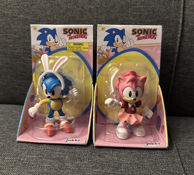 Jakks Pacific Sonic The Hedgehog And Amy Pink Easter 2.5  Inch Action Figures