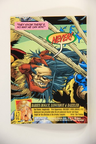 X-Men Fleer Ultra Wolverine 1996 Card #62 Babies Rogue Longshot Dazzler L010724 - Picture 2 of 2