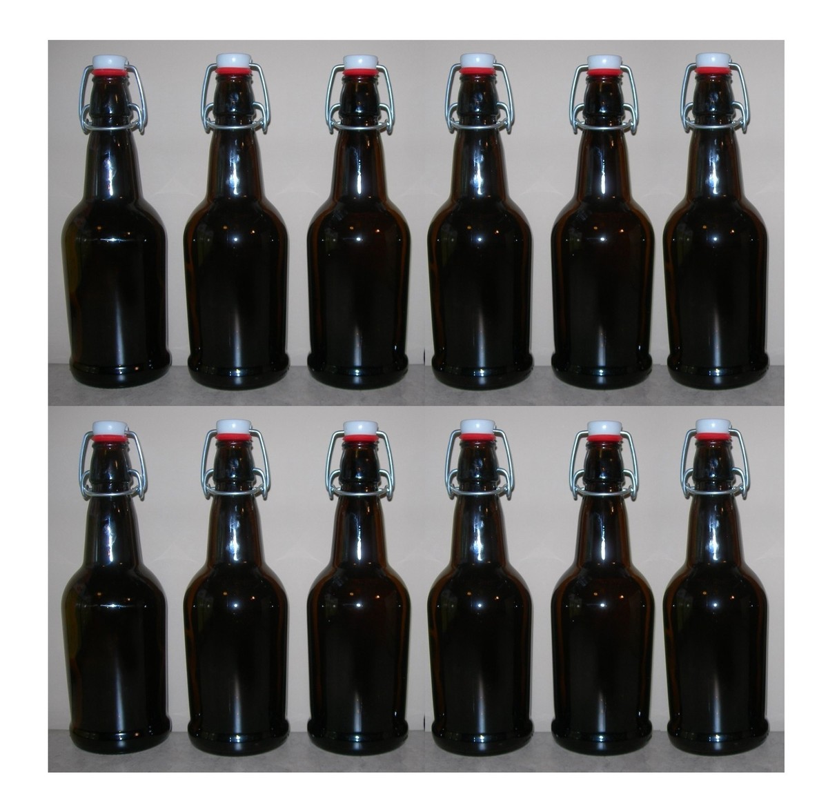 24 Amber Glass 16 Oz EZ Cap Swing Top Bottles - For Homebrew Beer, Soda, Kombucha 4 thumbnail image