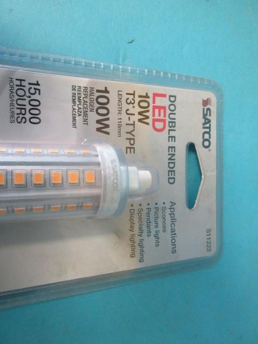 LOT OF 2 SATCO 11222 LED LIGHT BULB 10W T3J TYPE LINEAR DOUBLE ENDED FLOODLIGHT - Picture 7 of 9