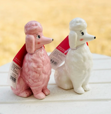 Ceramic Poodle Dog SET of 2 Pink And White-TARGET Spritz