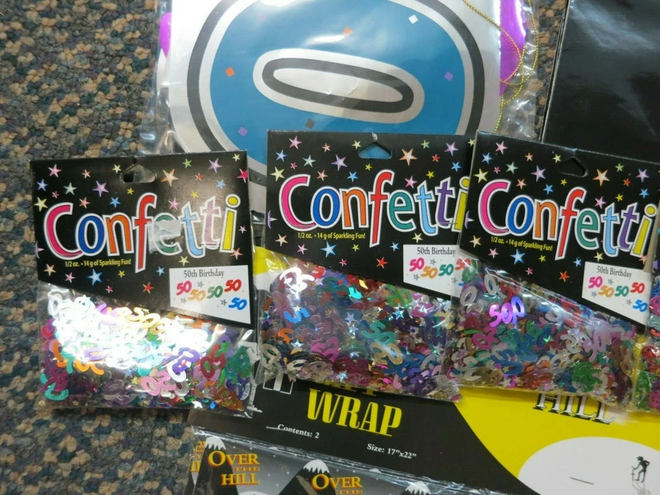 50th Birthday Party Supplies Lot new Gift paper, Gift Bags, Confetti, CC-17 - Image 3 of 4