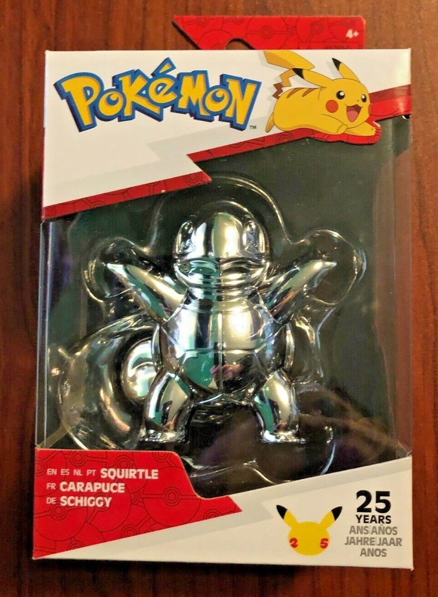 SQUIRTLE Pokemon 25th Anniversary Silver Chrome Figure Jazwares