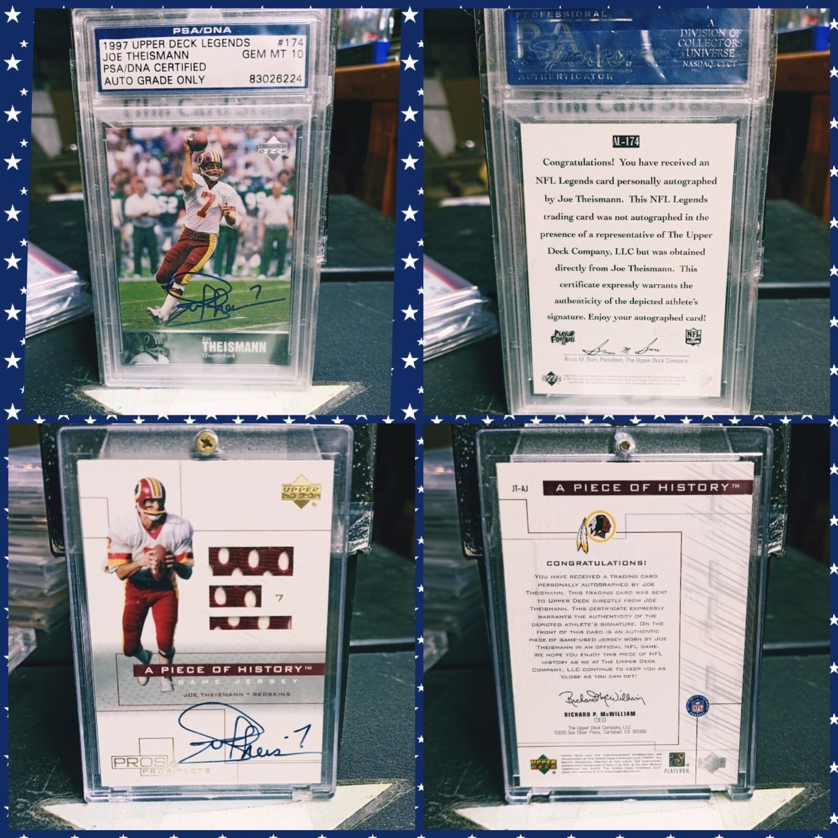 Upper Deck Legends PSA 10 Pros Joe Theismann AUTOS Autograph Cards 