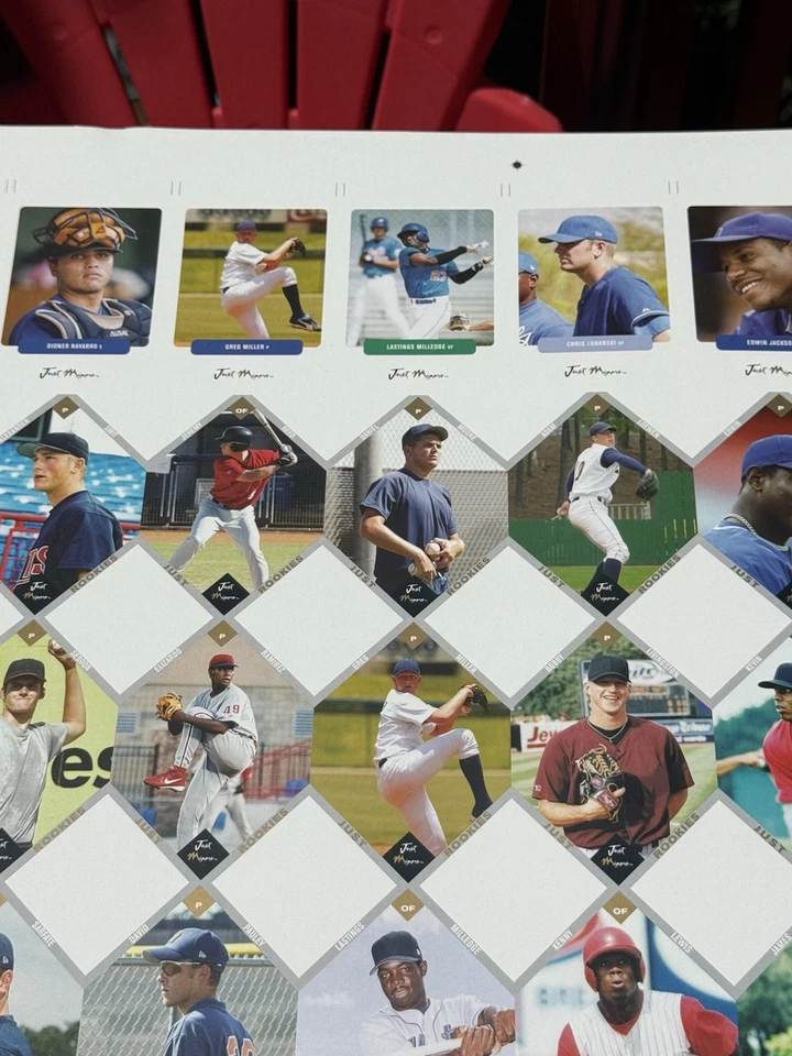 RARO! Hoja Just Memorabilia 2003 base sin cortar 28x40 Hamels Felix Hernández Cano Foto 3 de 4