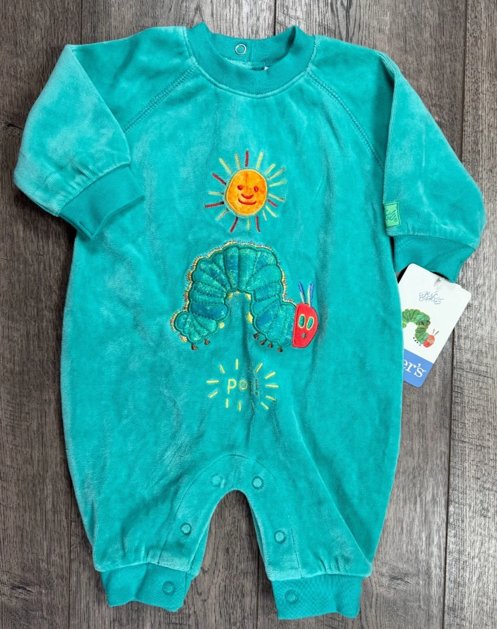 Baby Boy Clothes New Vintage Carter's 0-3 Month Green Velour Caterpillar Outfit