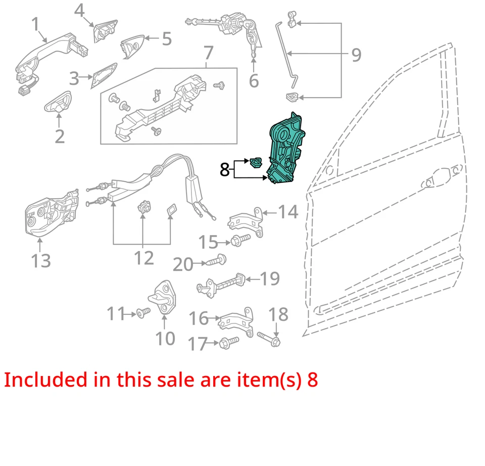 Actuador de bloqueo de pestillo de puerta de pasajero delantero derecho ACURA RDX 2019-2024 FABRICANTE DE EQUIPOS ORIGINALES Foto 4 de 4