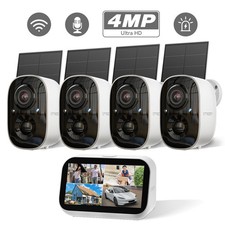 Solar Wireless 4MP Outdoor CCTV Security Camera System WIFI NVR with Monitor