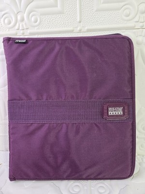 VTG 1991 Mead Five Star Purple Zippered 3 Ring Binder Notebook W/ PVC Sleeves