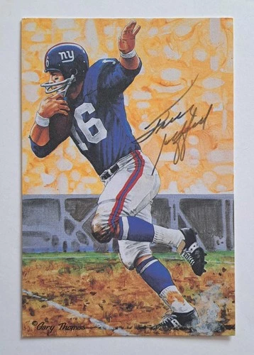 1989 Goal Line Art FRANK GIFFORD Signed LE 4x6 HOF Card /5000 Beckett BAS Giants