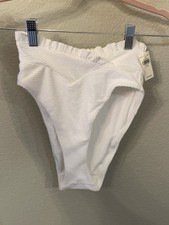 American Eagle Aerie Crossover High Cut Cheeky Bikini Bottom XS White Ribbed
