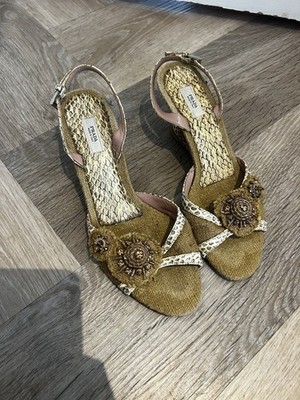Seltene Vintage Prada Bast Schlangenprint Heels Gr. 35