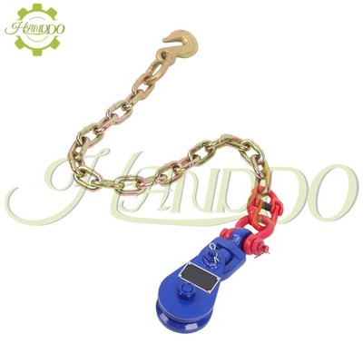 2 Ton Snatch Block with G80 Chain,Swivel Shackle | 3'' Sheave for 3/8 Inch Blue