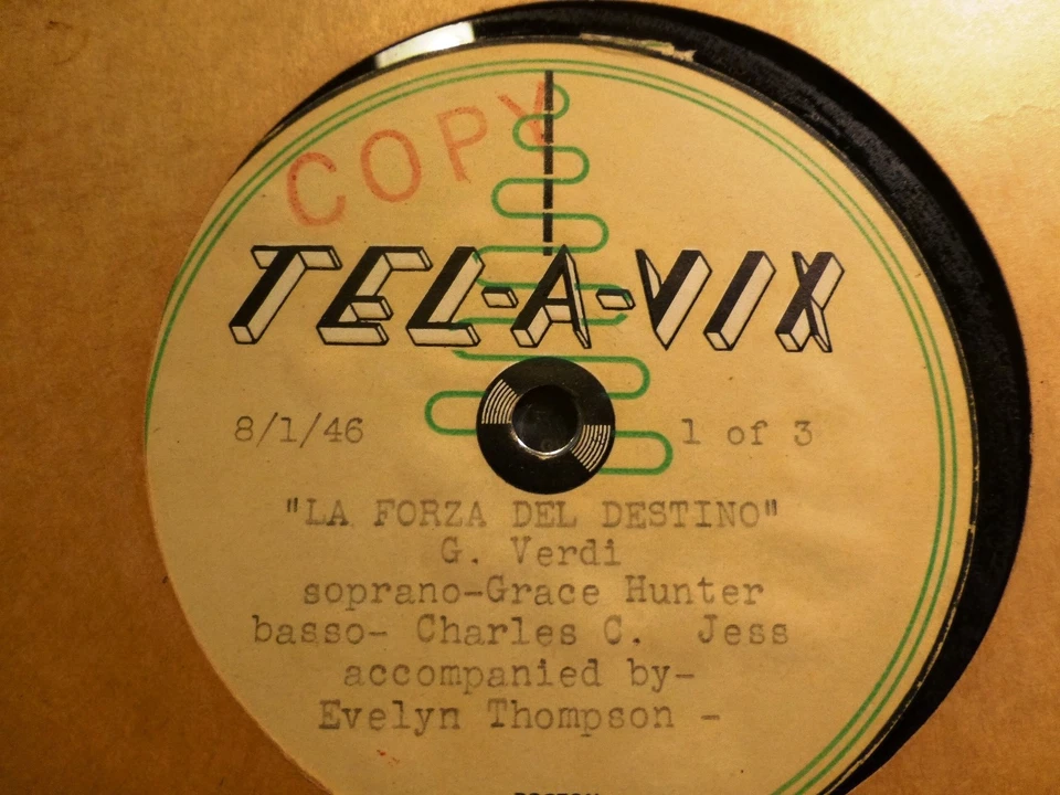 GRACE HUNTER Sopr Charles Jess Bass BOSTON CONSERVATORY Forza Duet 2x12"ACETATE  - Image 2 of 3