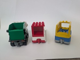 Lego Duplo Vehicle Lot Ambulance Garbage Truck 10527 School Bus 10528 incomplete