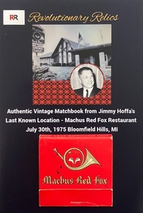 Rare Jimmy Hoffa Teamsters Display w/ Last Seen Restaurant Matchbook Mafia Mob