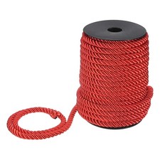 22 Yards Soft Twisted Rope Trim, 8mm Red Polyester Cord for DIY Craft