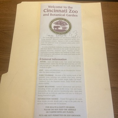 Marge Schott & Schottzie 02 Paw Print Live Autograph On Cincinnati Zoo Pamphlet